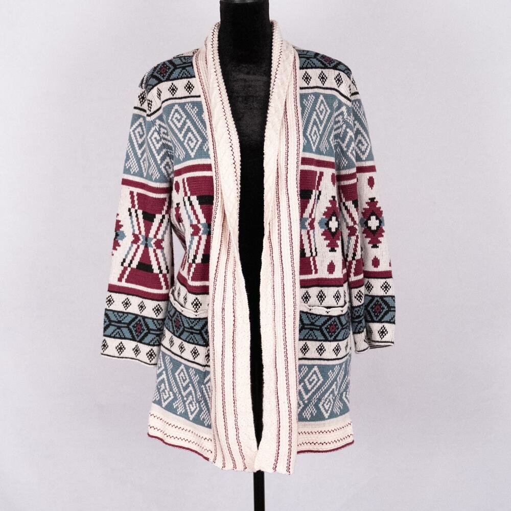 Forever 21 Southwestern Aztec Cardigan Sweater Women's MEDIUM Cozy Cabin Ranch
